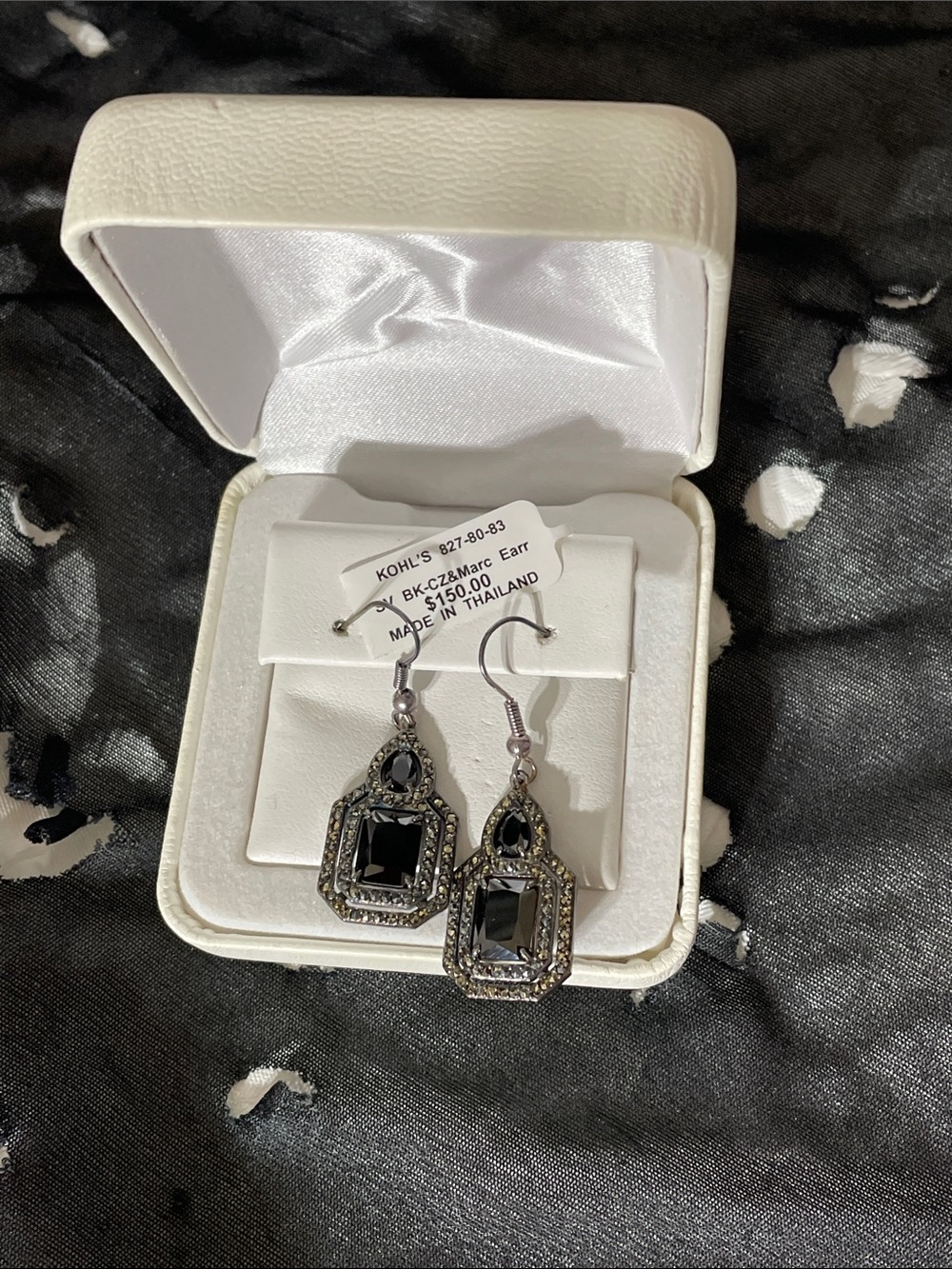 Black stone earrings for pierced ears
